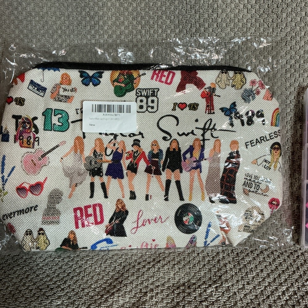 Taylor Swift Era BUNDLE Makeup Bag & Straw Covers Set Of 10 Plus Tattoos! NEW - Picture 8 of 9